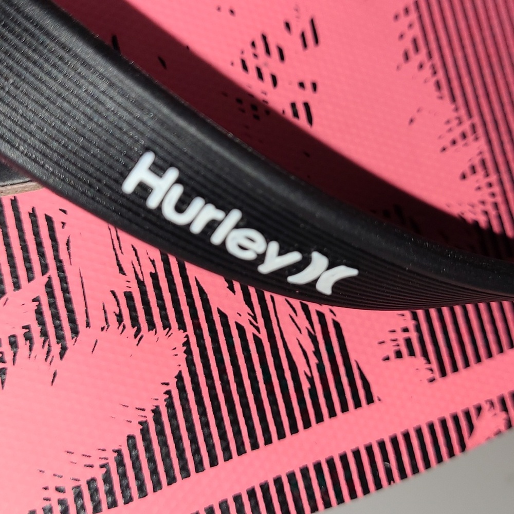 Hurley Mens Palm Trees Print Beach Pool Sandals Thongs Size 12 Pink / Black - Picture 4 of 9